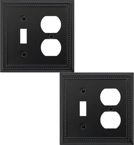 Vista 14 de OKAWYC Belaire - Cubierta para interruptor de luz de decoración individual, placa de pared de metal con cuentas, paquete de 4 unidades de bronce