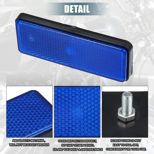 Vista 3 de X AUTOHAUX Reflector universal de forma rectangular para latas de basura de motocicleta, remolque, camión y bicicleta, 4 unidades, color azul