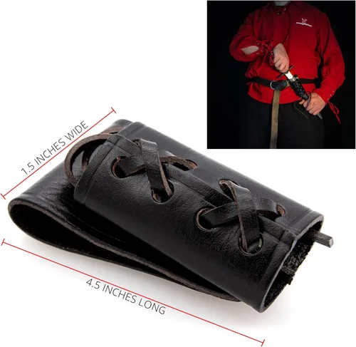 Vista 2 de Armory Replicas - Funda de daga de cuero genuino - Rana espada ajustable de inspiración medieval para armas pequeñas