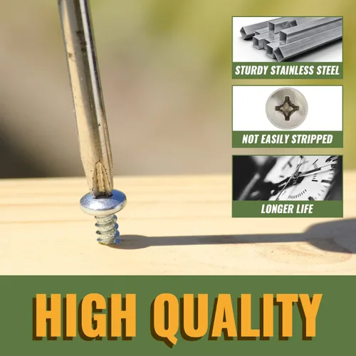 Vista 6 de LIONMAX 150 tornillos de madera de cabeza plana #8 × 34 pulgadas, tornillo autorroscante de acero inoxidable 304, Phillips Drive, resistente a