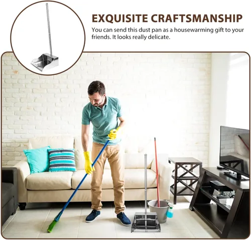 Vista 8 de Recogedor Limpieza del Hogar Vertical de Pie Sartén Oficina Cocina Lobby Contenedor de Basura Manija