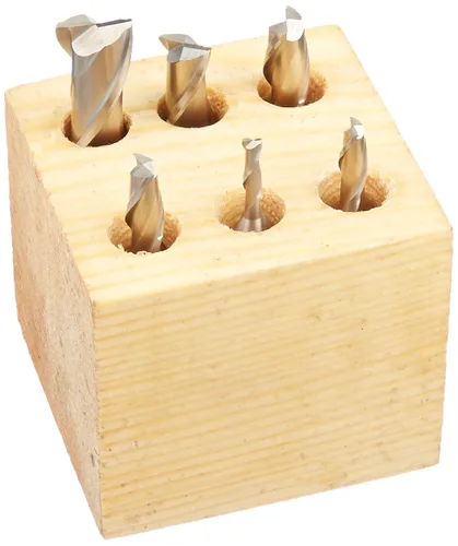 HHIP 8000-0001 Juego de fresas de extremo de acero de alta velocidad de 2 flautas, 6 piezas, vástago de 3/8 pulgadas