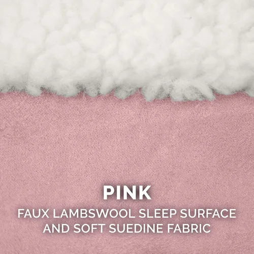 Vista 7 de Cama Furhaven de sherpa y gamuza acogedora - Cama para perro de espuma de gel refrescante, color rosa, 35 pulgadas