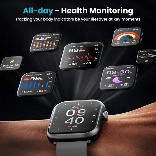 Vista 3 de Relojes inteligentes para hombres y mujeres, reloj inteligente de duración de batería de 1000 mAh compatible con Android y iPhone, rastreador