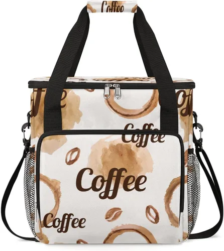 Cafetera de acuarela, bolsa de café en granos, bolsa de almacenamiento de transporte de viaje, compatible con Keurig K-Mini o K-Mini Plus, portátil,