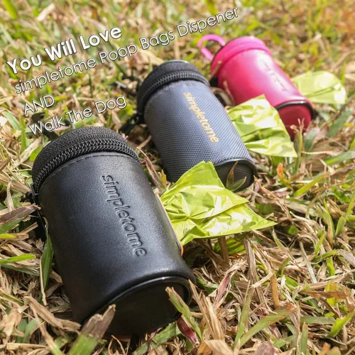 Vista 9 de simpletome Dispensador de bolsas de basura para perros para cinturón de correa impermeable 1680D Oxford YKK Zipper (gris)