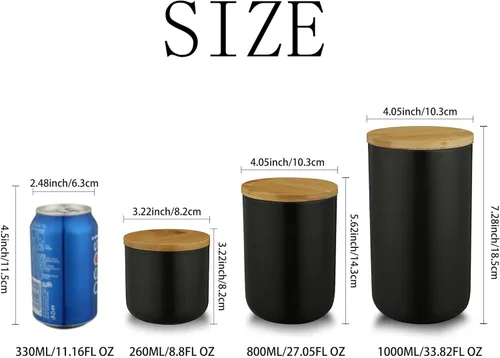 Vista 3 de MilkyWay Tarro de cerámica para almacenamiento de alimentos, diseño moderno, con tapa hermética de bambú, para té, café, especias, frutos secos