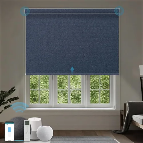 Vista 32 de Persiana Motorizada, Compatible con Homekit Thread-Enabled, Persianas Inteligentes 100% Opacas con Control Remoto, Persiana Enrollable Eléctrica