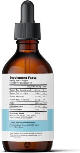 Vista 5 de Ultra6 Nutrition Biotina líquida con vitaminas para el cabello, vitamina C, E, B6 y aceite de coco orgánico, biotina líquida para el cabello