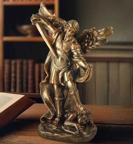 Estatua de San Miguel Arcángel - El Gran Protector Santo Arcángel Miguel Derrotó al Dragón Malvado, Escultura de Ángel de Batalla Coleccionable