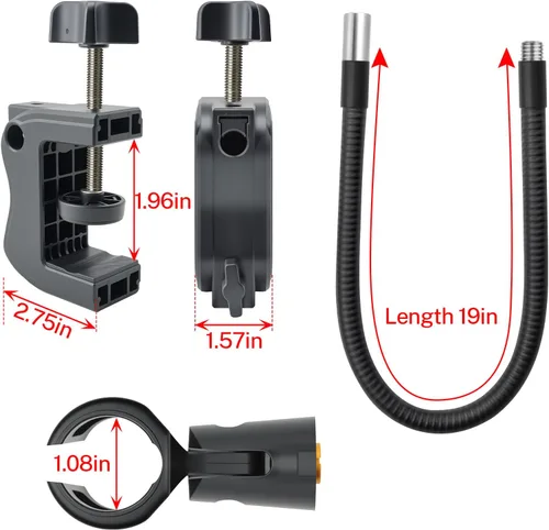 Vista 2 de Soporte para micrófono, soporte de micrófono de escritorio flexible de cuello de cisne de 20 pulgadas, adaptador de tornillo de 3/8 a 5/8 pulgadas