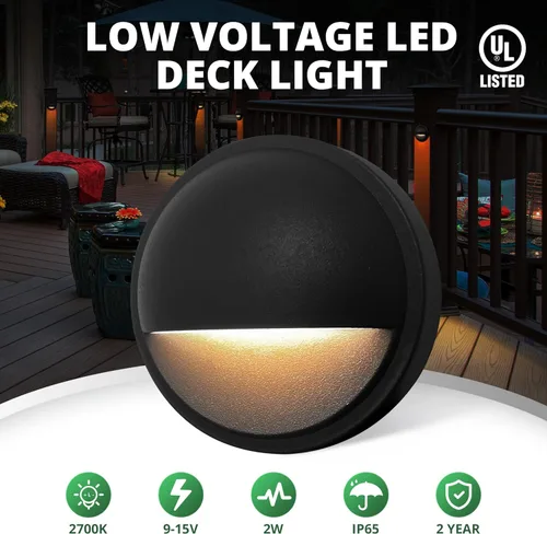 Vista 2 de GKOLED Luces de Poste de Cubierta de Bajo Voltaje, Accesorio de Iluminación LED para Paisajismo de Escalones de Escalera y Cerca, Luz de Aluminio