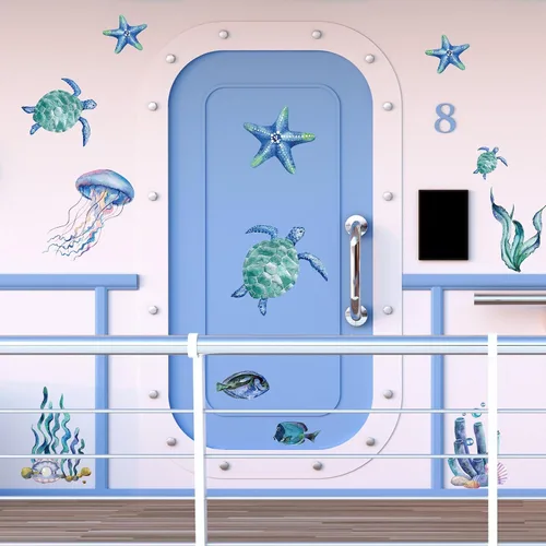 Vista 4 de Xuhal 22 calcomanías magnéticas de tortuga marina luminosas para nevera, crucero, barco, decoración de puerta de auto, calcomanías magnéticas que