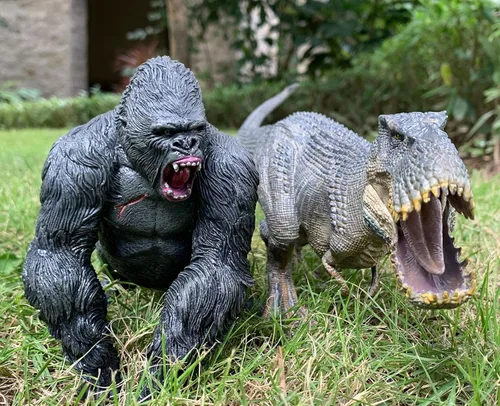 Vista 2 de Gorilla VS Vastatosaurus Rex - Juguetes de dinosaurio con figura de acción de roca realista, figuras de animales de tarbosaurus para juegos de rol