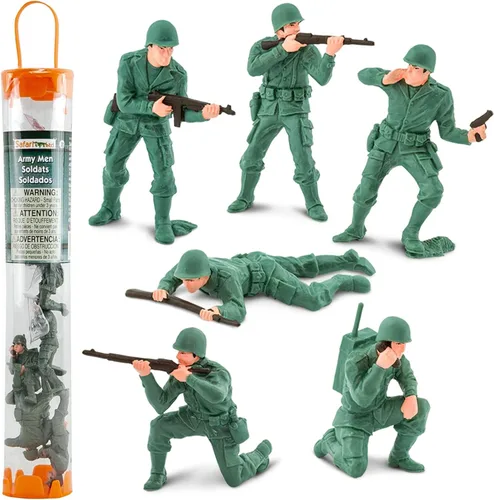 Safari Ltd. Army Men Designer TOOB - 6 Figurines: Prone, Kneeling, Standing Infantry, Staff Sergeant, Commander, Radio Operator - Educational Toy