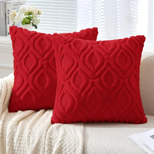 Vista 24 de MIULEE - Juego de 2 fundas de almohada de lana sintética suave y afelpada, fundas decorativas de estilo bohemio para sofá, sala de estar, cama, 16 x