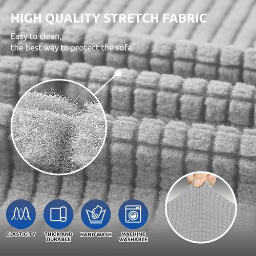 Vista 5 de KEKUOU - Funda elástica para sofá biplaza, fundas para sofá de 2 cojines (de 55 a 79pulgadas), protector de muebles con parte inferior elástica