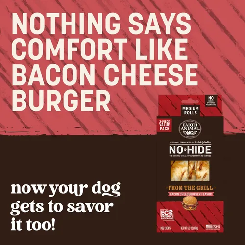 Vista 2 de Earth Animal Masticables sin ocultar – de The Grill Rolls Bacon Cheeseburger Sabor Rawhide Free Medium Dog Chews – 3