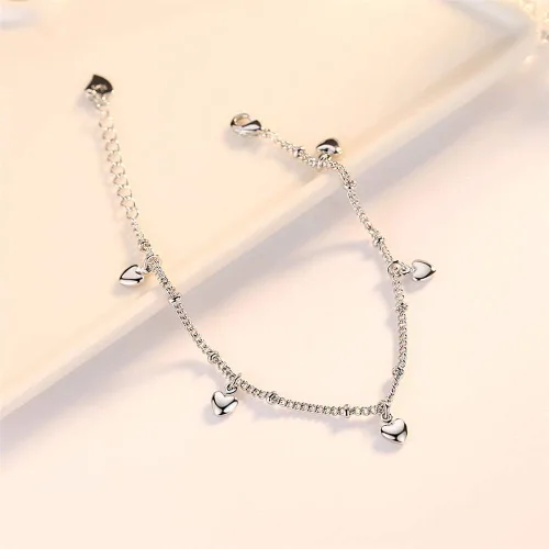 Vista 5 de kelistom Pulseras de plata de ley 925 para mujeres adolescentes y niñas pulsera de cadena con dije de corazón de amor joyería de moda regalos