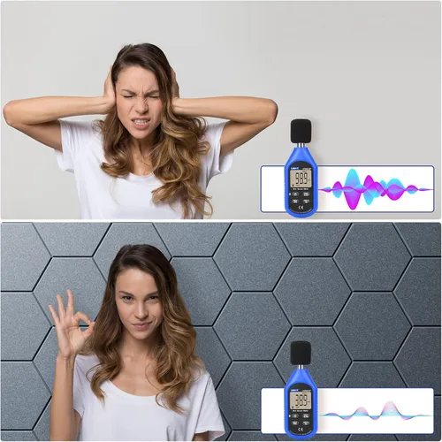 Vista 267 de Paquete de 12 paneles acústicos autoadhesivos de 12 x 10 x 0.4 pulgadas, paneles de espuma a prueba de sonido con alta densidad, elegante diseño