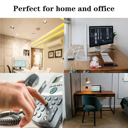 Vista 8 de Paquete de 4 cables de teléfono en espiral de 8 pies sin enrollar/1.4 pies con 4 unidades de cable giratorio de 360 grados, cable giratorio