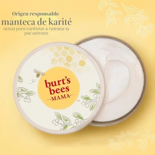 Vista 2 de Crema Burt's Bees Mama Belly para el cuidado de la piel, loción de embarazo con manteca de karité y vitamina E, 99% natural, 6.5 onzas