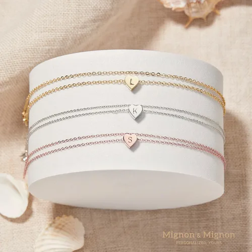 Vista 3 de Layered Anklet with Dainty Charm Personalized Initial Engraved Ankle Bracelet for Women Custom Mother's Day Gift for Her Minimalist Jewelry Unique