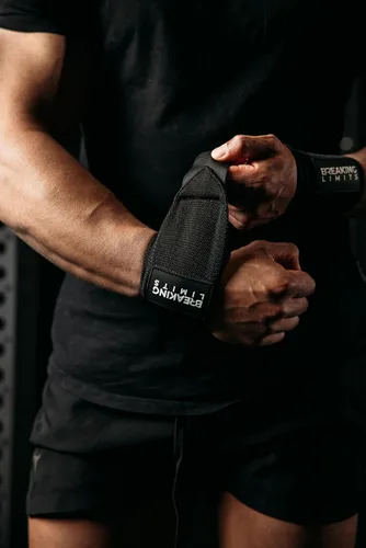 Vista 9 de Correas de gimnasio Breaking Limits Correas de levantamiento de peso para muñecas Paquete – Correas de levantamiento para entrenamiento