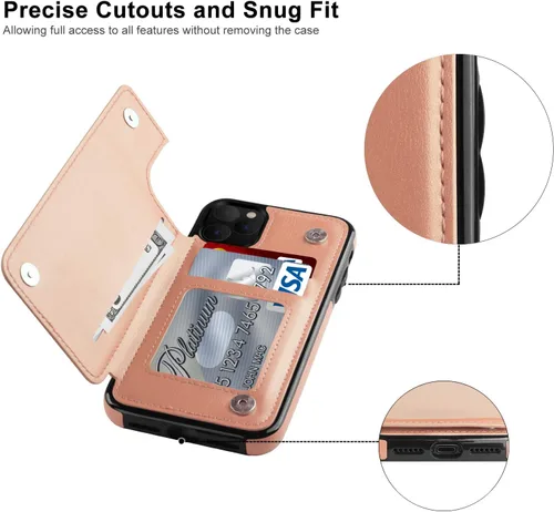 Vista 119 de LETO para iPhone 15 Pro Funda tipo cartera - Tapa tipo folio con patada - Diseños de moda - Tarjetero - Funda protectora para mujeres y niñas - 6.1