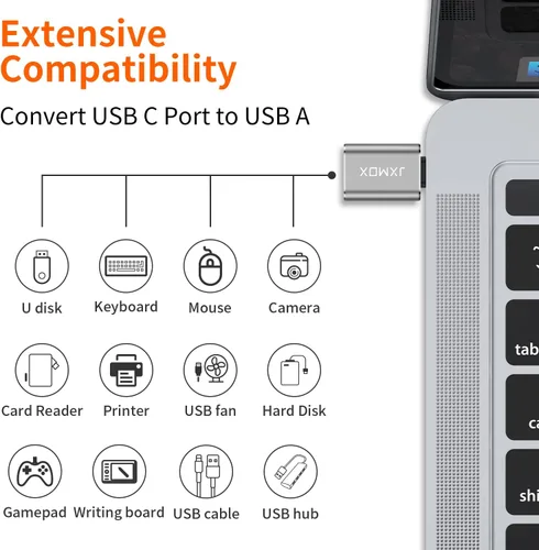 Vista 8 de Adaptador USB C a USB [paquete de 2], adaptador OTG Thunderbolt 3 a USB 3.0 compatible con MacBook Pro, Chromebook, Pixelbook, Microsoft Surface Go