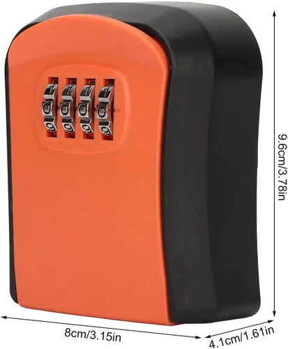 Vista 6 de Caja de seguridad con cerradura de llave de 4 dígitos, caja de bloqueo de combinación de 4 dígitos, portátil, para almacenamiento de llaves, montaje