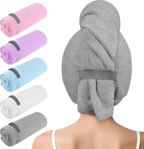Vista 8 de AIDEA Toalla de microfibra para el cabello, paquete de 5 turbantes, súper absorbentes, de secado rápido para todo tipo de cabello, accesorios