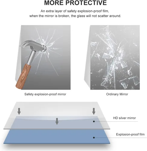 Vista 9 de LEDLUX Espejo de baño negro de 20 x 36 pulgadas, espejo sin cobre, espejo de tocador con marco de aleación de aluminio, espejo rectangular montado