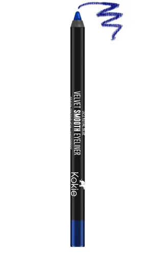 Vista 5 de Kokie Cosmetics Lápiz delineador de ojos impermeable de terciopelo suave, azul brillante, 0.042 onzas