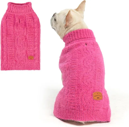 Vista 32 de BEAUTYZOO Suéteres de perro para perros pequeños, ropa de punto con agujero Pompones beige