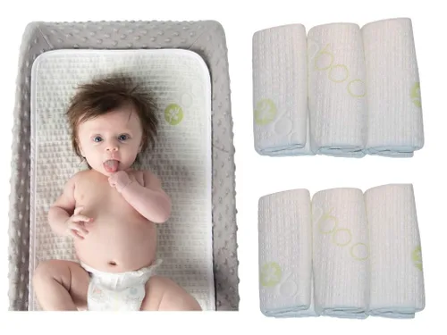 Vista 6 de Tapete de rayón de bambú impermeable para cambiador (paquete de 3) – Forros reutilizables para cambiar pañales – a prueba de fugas – Almohadilla