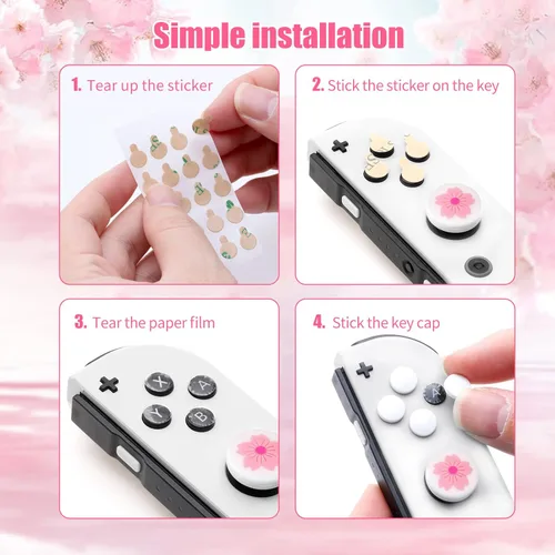 Vista 8 de Tapas de agarre para el pulgar, bonitos agarres para Nintendo Switch, funda de silicona suave compatible con Nintendo SwitchSwitch OLEDSwitch Lite