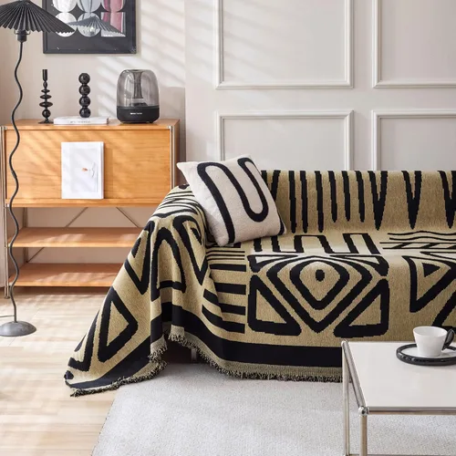 Vista 36 de VClife Funda bohemia de felpilla para sofá, apta para mascotas, gruesa, beige, crema, blanco, a cuadros, triangular, con borlas, agradable a