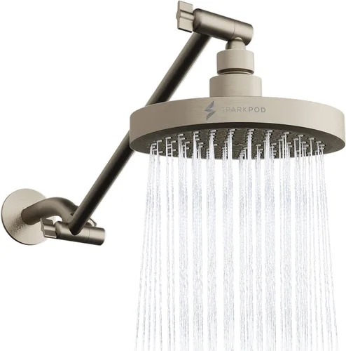 Vista 30 de SparkPod Cabezal de Ducha de Lluvia Redondo con Brazo de Extensión - Cabezal de Ducha de Altura Ajustable con Rendimiento de Alta Presión