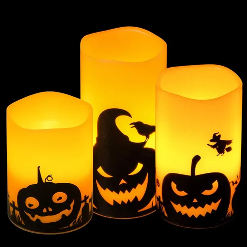 Vista 12 de Juego de 3 velas de calcomanía de Halloween de DRomance