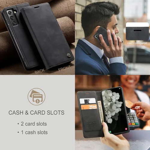 Vista 6 de SINIANL Funda de piel para Galaxy S22+ 5G, funda plegable con función atril magnético, ranuras para tarjetas, funda protectora para Galaxy S22+ 5G