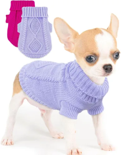 Vista 11 de 2 Piezas Suéter para Perros Pequeños Suéteres de Punto Cálidos de Invierno para Perros Ropa Linda para Cachorros para Chihuahua Teacup Yorkie