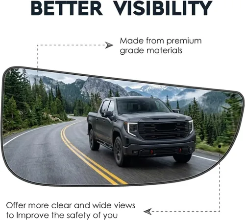 Vista 10 de Conjunto de vidrio para espejo lateral del pasajero con placa trasera de plástico compatible con camioneta Dodge Ram 1500 2500 3500 2010-2023