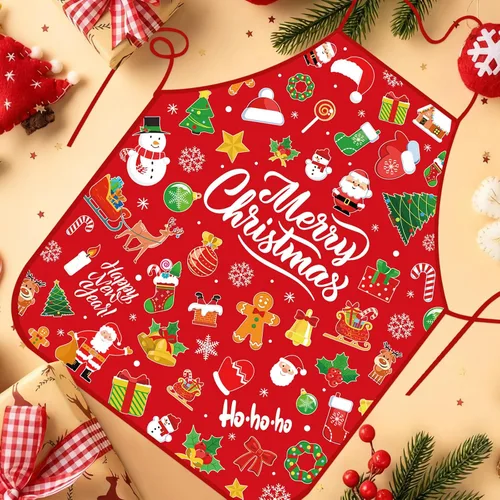 Vista 6 de Christmas Apron for Men Women, Funny Christmas Kitchen Apron for Xmas Party Dinner Cooking Baking Grill BBQ