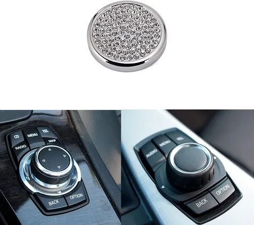 Vista 5 de MICROCK Accesorios Brillantes para BMW 1 2 3 5 7 Series X1 X3 X5 X6 Media iDrive Cubierta de Perilla del Botón Interruptor de Control Botón