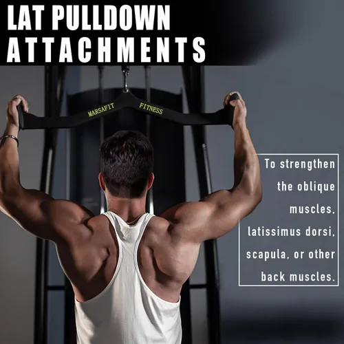 Vista 5 de MARSAFIT Gimnasio en casa, fitness, remo, barra en T, polea en V, accesorio para máquina de cable, barra de bíceps Curl Tricep LAT Pulldown Bar Back
