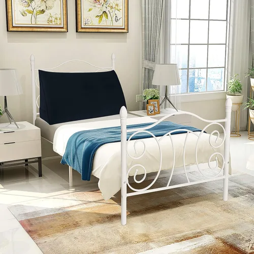 Vista 7 de WOWMAX Almohada de cuña para cabecera de cama de día, con funda extraíble, terciopelo negro, tamaño matrimonial