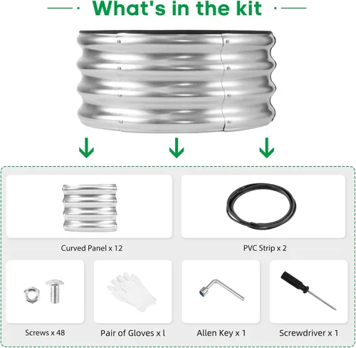 Vista 3 de JERIA Cama de Jardín Elevada, Galvanizada Elevada 2 PCS 2×2×1ft Cajas de Plantación para Exteriores con Fácil Montaje, Cama de Jardín Redonda