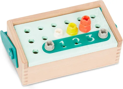 Vista 9 de B. toys Kit Fix 'n' Play - Caja de herramientas de juego de simulación - Caja de herramientas y accesorios de madera (25 piezas) - Juego