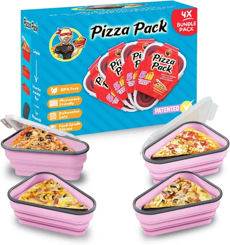 Vista 29 de El Paquete de Pizza Perfecto™ - Contenedor Reutilizable de Almacenamiento de Pizza con 5 Bandejas de Servicio Aptas para Microondas - Contenedor